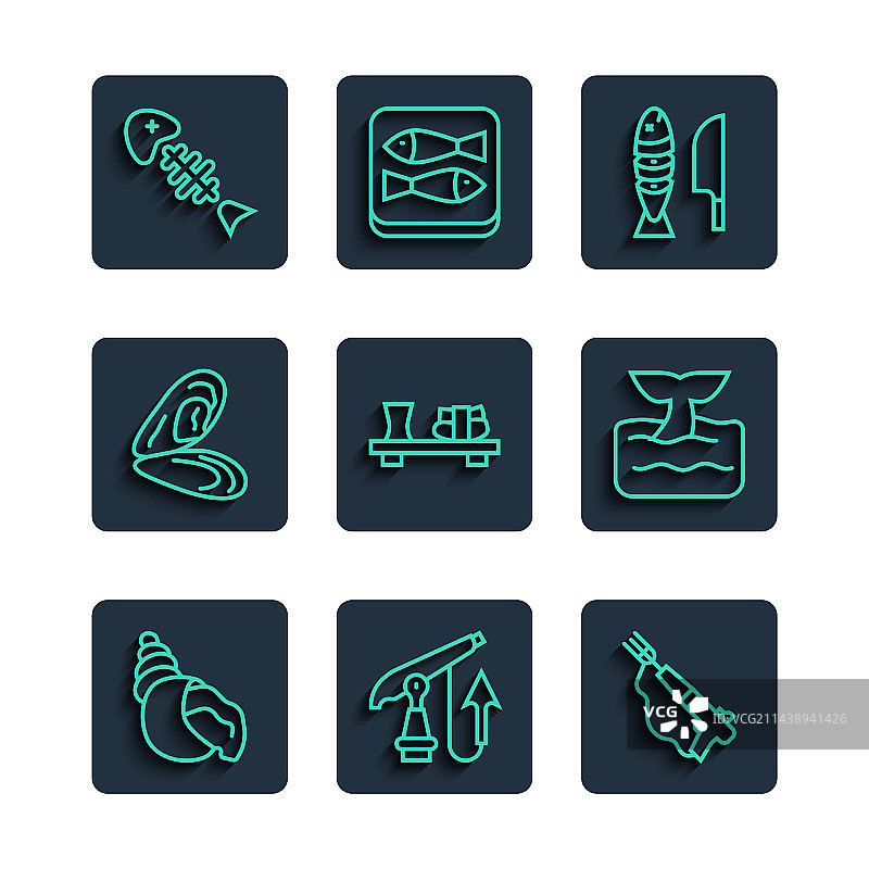 扇贝海螺捕鱼鱼叉图片素材