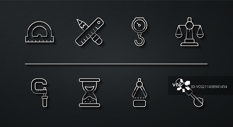 线稿量角器千分尺公平秤图片素材