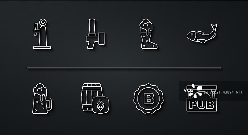 啤酒龙头木制啤酒杯鱼干图片素材