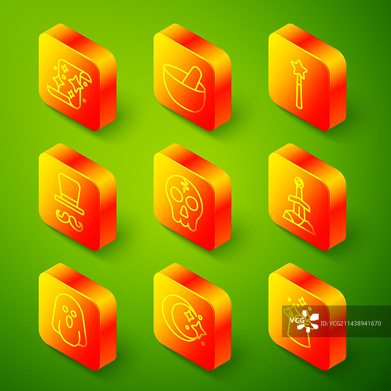 魔法卷轴巫婆锅魔杖线条素材图片素材