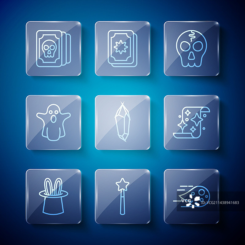 魔术师帽子兔耳朵魔杖线条集图片素材