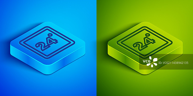 2.5D线条恒温器图标，蓝色背景图片素材