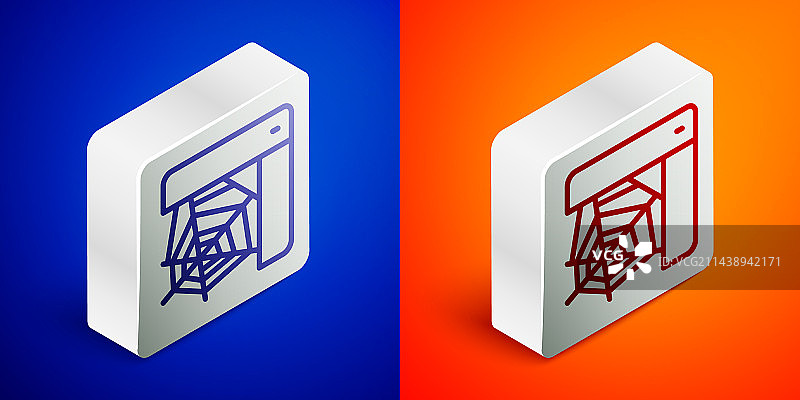 2.5D线条蜘蛛网图标蓝色背景图片素材