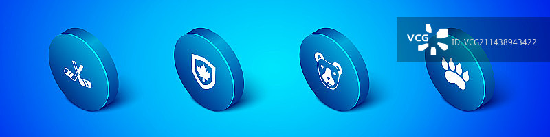 2.5D冰球棍熊头爪子图标图片素材