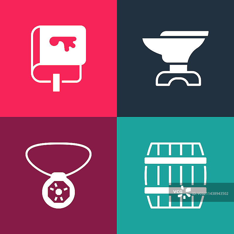 波普艺术木桶宝石项链图片素材