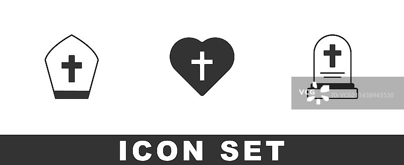 教皇帽基督教十字架心脏坟墓图案图片素材