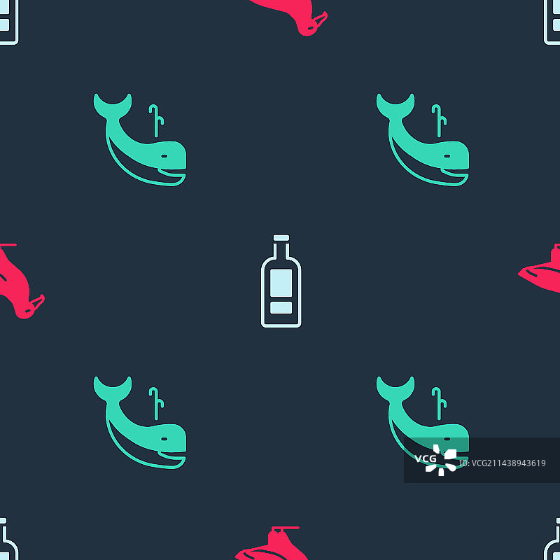 信天翁、伏特加酒瓶和鲸鱼素材图片素材