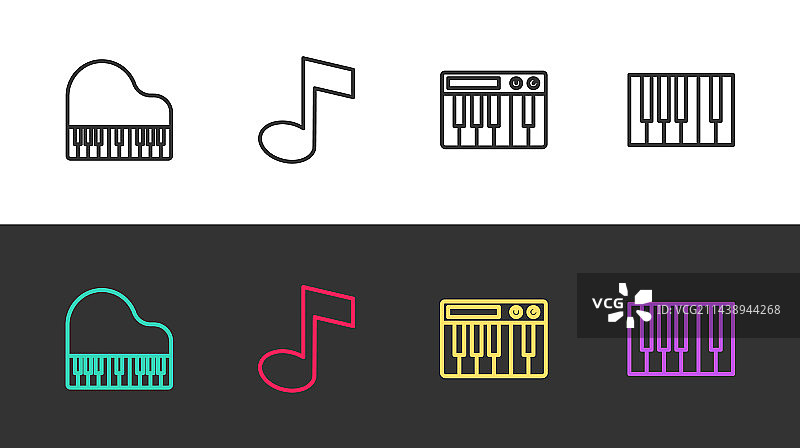 三角钢琴音符音调线性图标图片素材
