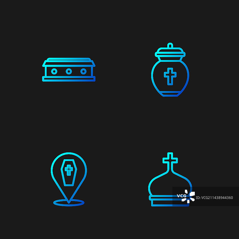 教堂塔楼、带十字架的棺材图片素材