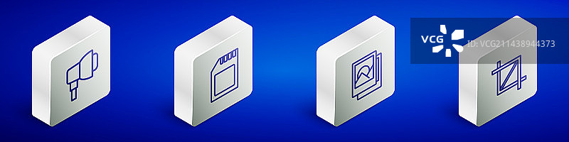 一组2.5D线条柔光箱、SD卡和照片图片素材