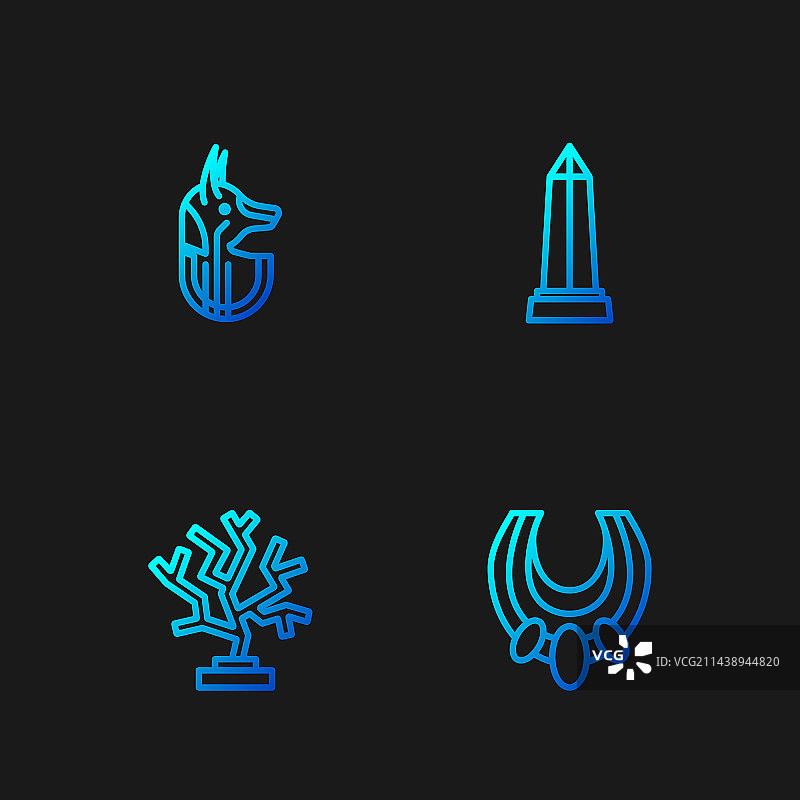 埃及项链珊瑚阿努比斯线条图片素材