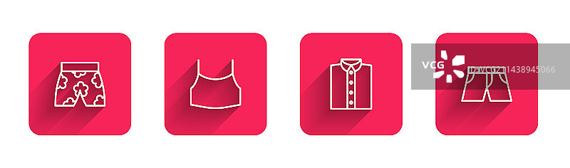 泳裤、女性露脐上衣线条组合图片素材