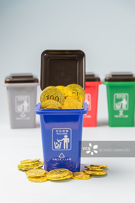垃圾分类 节能环保 创造财富概念图片图片素材