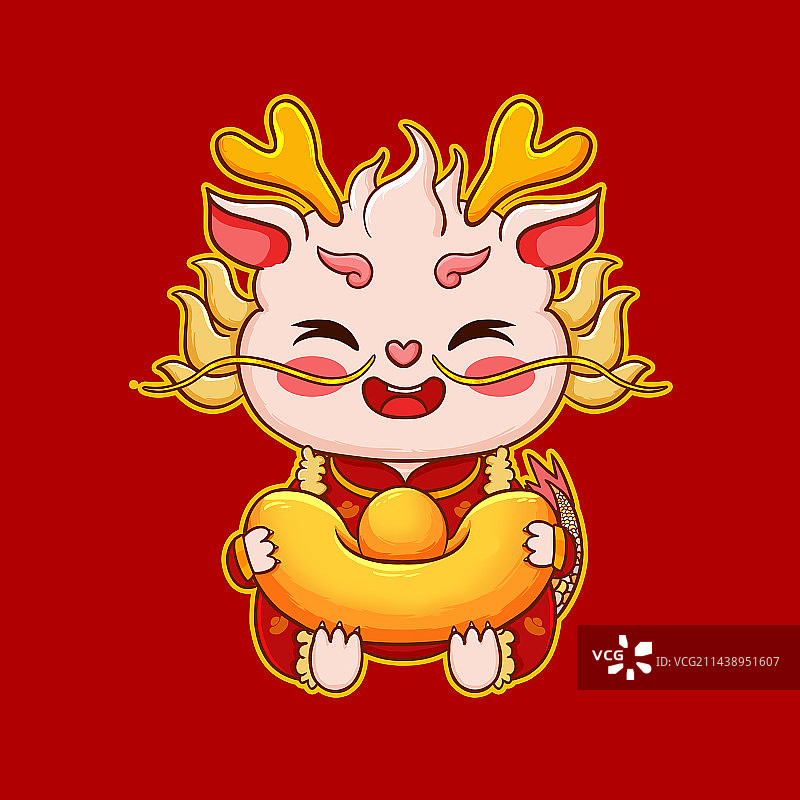 龙年抱元宝图片素材
