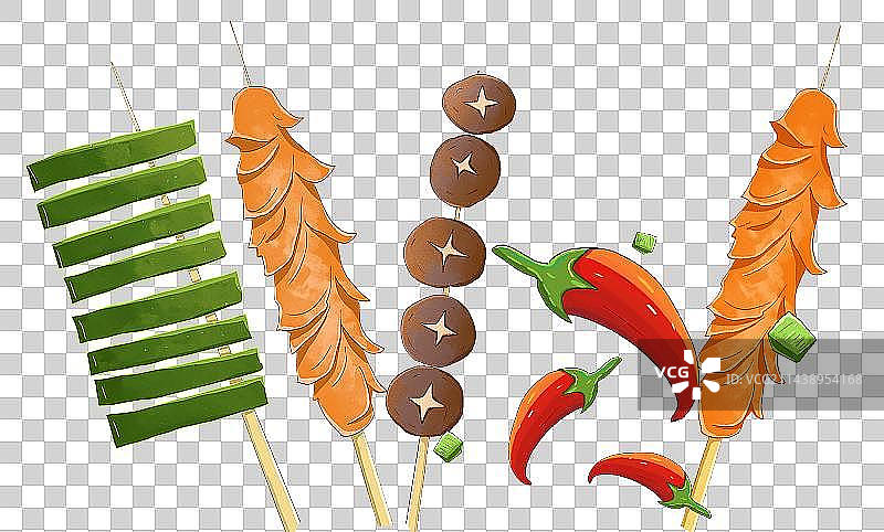 烧烤 烤串手绘元素 烧烤炸串美食素材图片素材