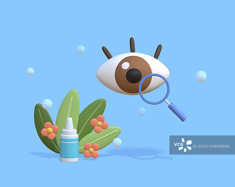 爱护眼睛眼科医疗3D卡通插画图片素材