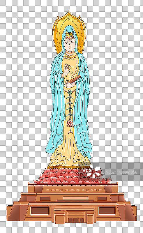 观音女神雕像元素图片素材