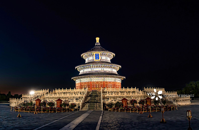 天坛祈年殿亮灯图片素材