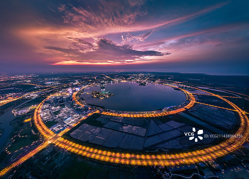 上海滴水湖航拍图片素材