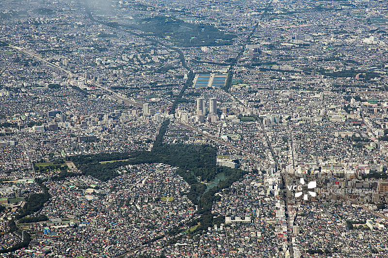 日本东京吉祥寺、井之头公园鸟瞰图图片素材
