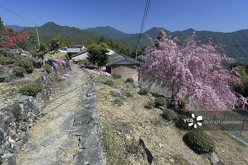 熊野古道小路纪念碑，奈良县吉野郡十津川村图片素材