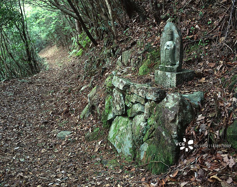 奈良县吉野郡十津川村熊野古道石佛图片素材