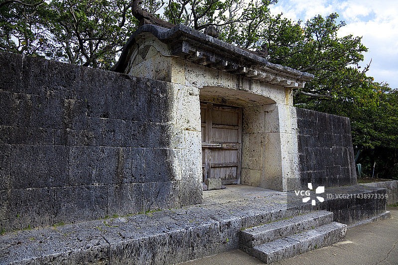 冲绳县那霸市首里城园比屋武御岳石门图片素材