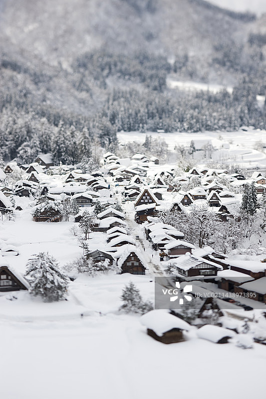 白川乡雪景微缩景观图片素材