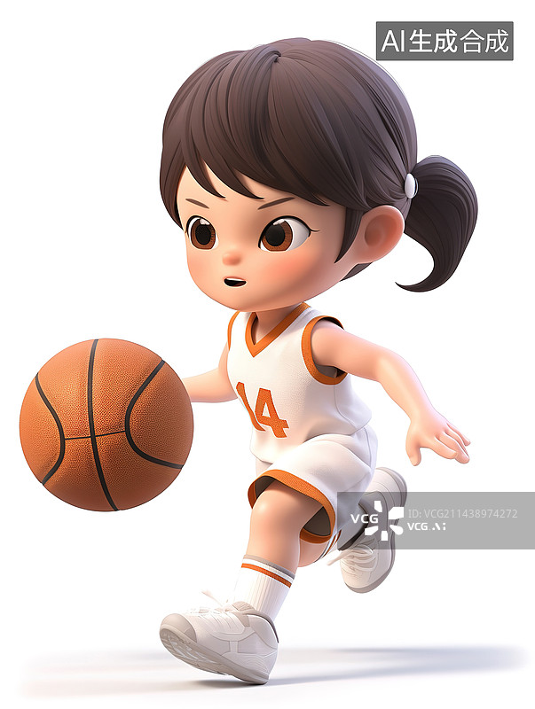 【AI数字艺术】打篮球的女生3d插画图片素材