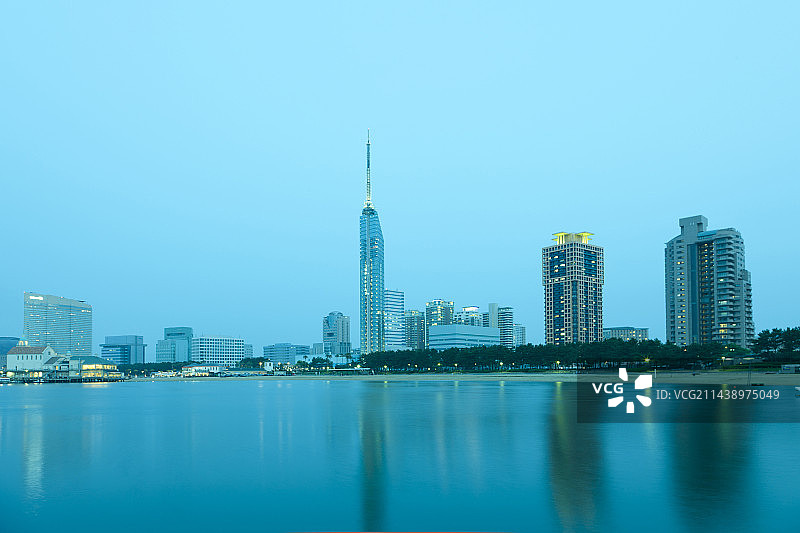 福冈县海滨百道地区的傍晚图片素材