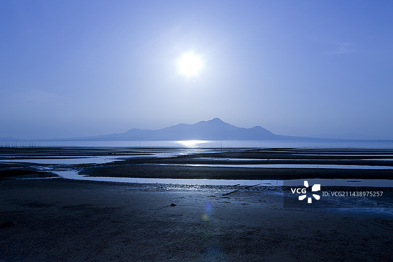 熊本县有明海和云仙岳图片素材