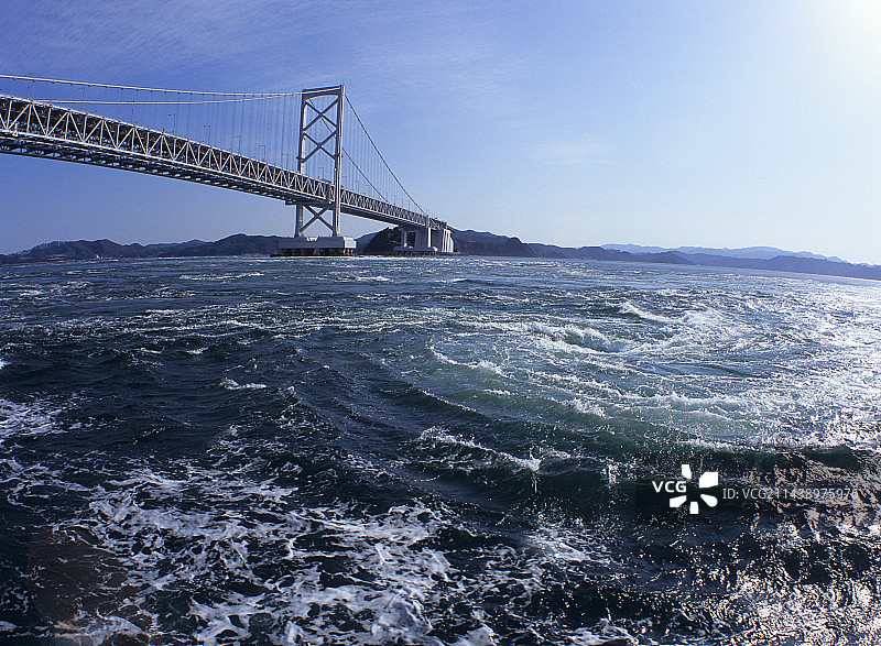 德岛县鸣门市鸣门漩涡与鸣门大桥图片素材