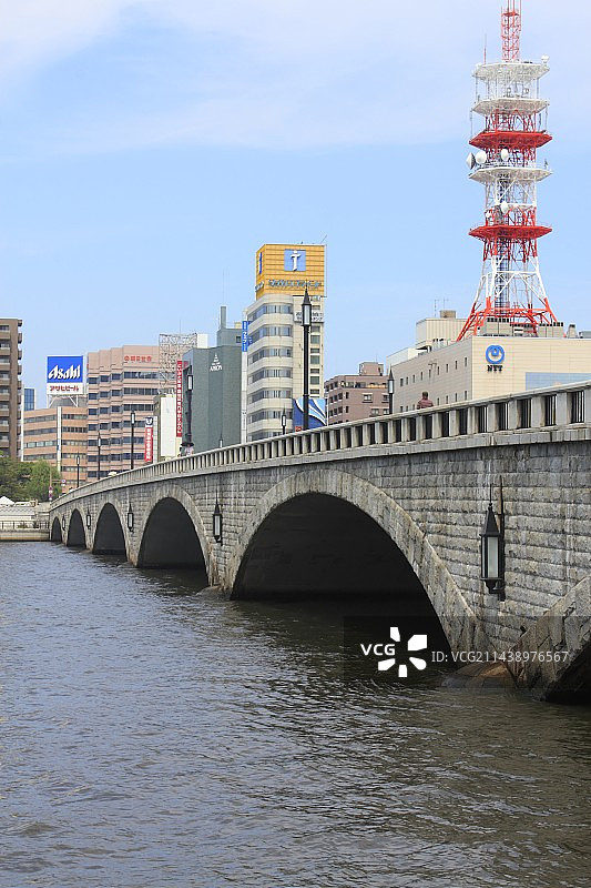 新潟县中央区信浓川和万代桥图片素材