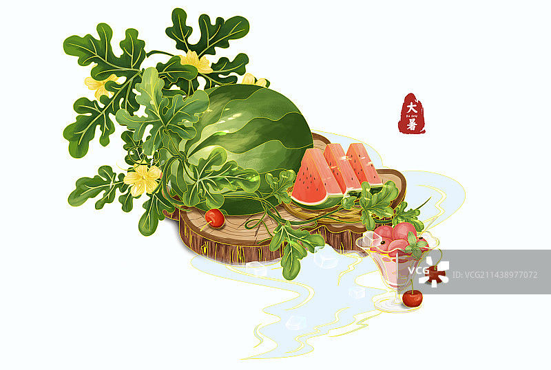 夏季大暑节气清凉西瓜图片素材
