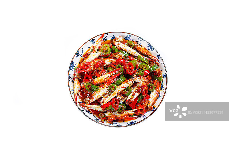家常小炒菜肴辣椒炒花蟹钳图片素材