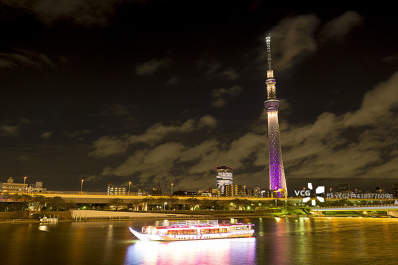 东京晴空塔点灯宫毗和游船，日本，浅草，台东区图片素材