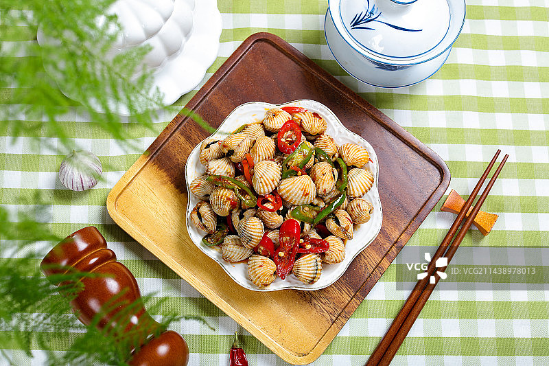 特色美味下酒菜辣炒蛤蜊花蚶图片素材