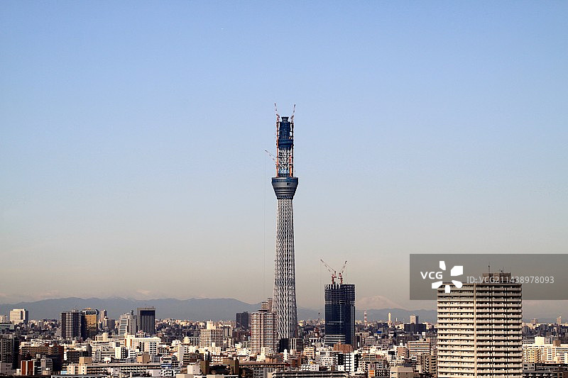 从江户川区船堀眺望东京晴空塔图片素材