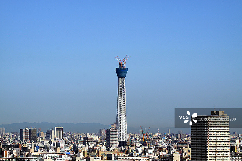 从江户川区船堀眺望东京晴空塔图片素材