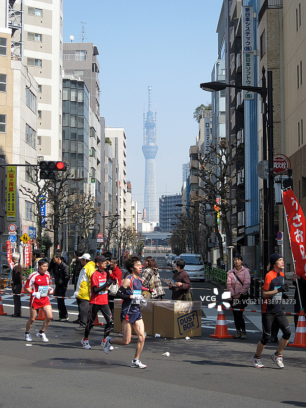 2011东京马拉松与东京晴空塔图片素材