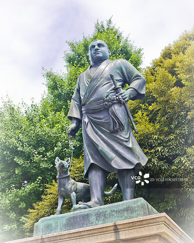 东京台东区上野公园的西乡隆盛雕像图片素材