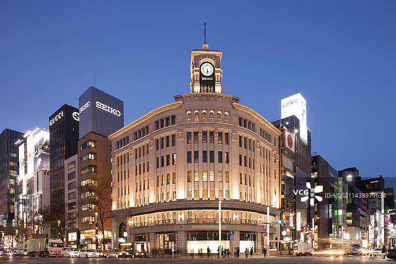 日本东京中央区银座的傍晚图片素材