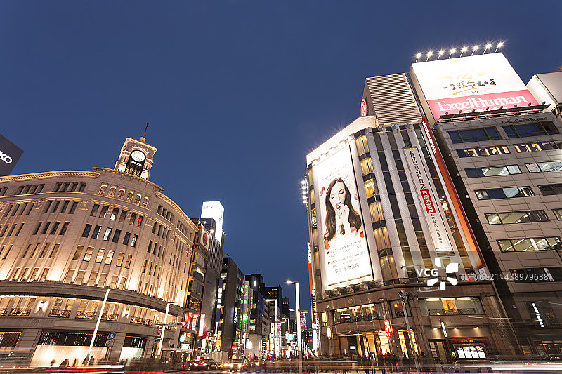 日本东京中央区银座的傍晚图片素材