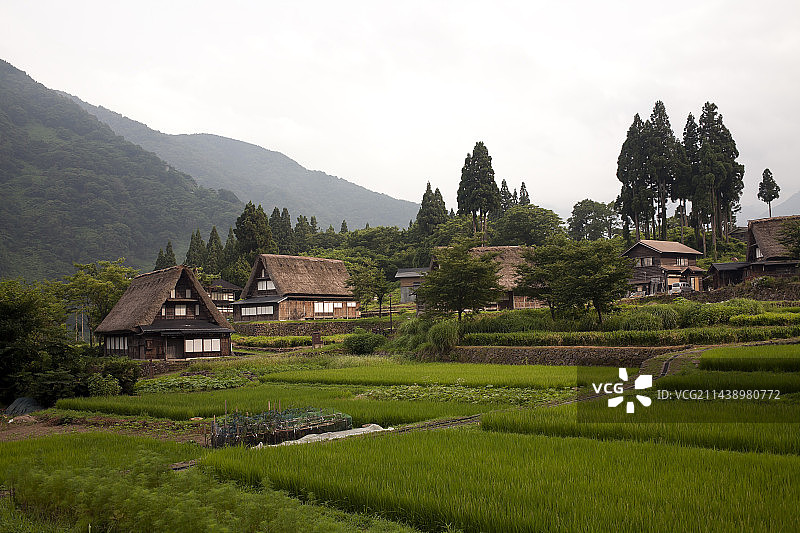 世界遗产：五箇山傍晚山雨，富山县图片素材