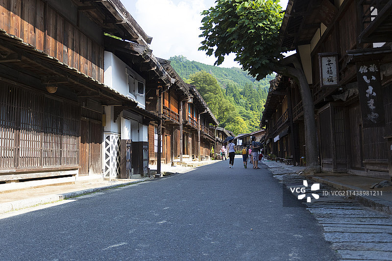 妻笼宿小镇，日本长野县木曾郡图片素材