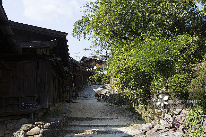 妻笼宿小镇，日本长野县木曾郡图片素材
