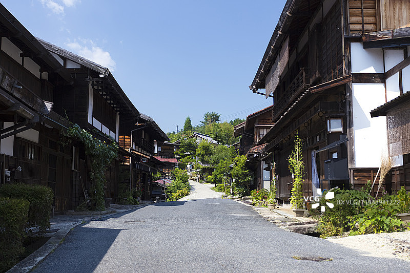 妻笼宿小镇，日本长野县木曾郡图片素材
