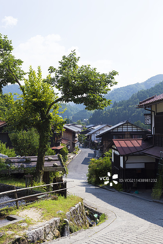 妻笼宿小镇，日本长野县木曾郡图片素材