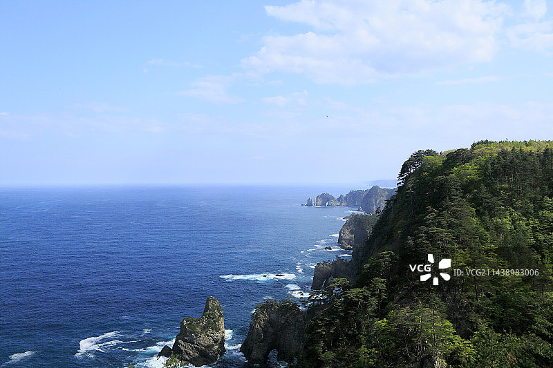 岩手县北山崎地震灾害，日本岩手县下闭伊郡田野畑村图片素材
