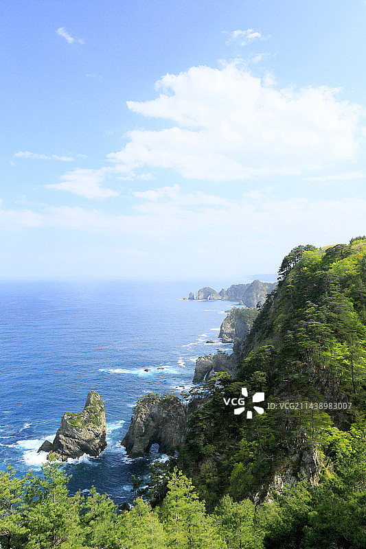 岩手县北山崎地震灾害，日本岩手县下闭伊郡田野畑村图片素材